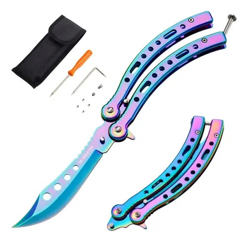 Navaja Mariposa Curva Razor Con Funda Desarmador Repuestos Tornasol