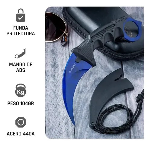 Cuchillo Karambit Tactico Azul Csgo Navaja Defensa Razor Azul - 4