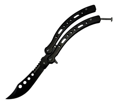 Navaja Mariposa Curva Razor Con Funda Y Repuestos Negro - 4