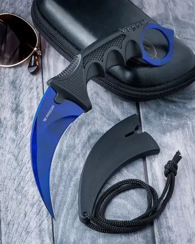 Cuchillo Karambit Razor Acero Inoxidable 440a Filo Liso Defensa Táctico Azul - 6