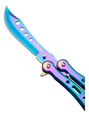 Navaja Mariposa Curva Razor Con Funda Desarmador Repuestos Tornasol - 5