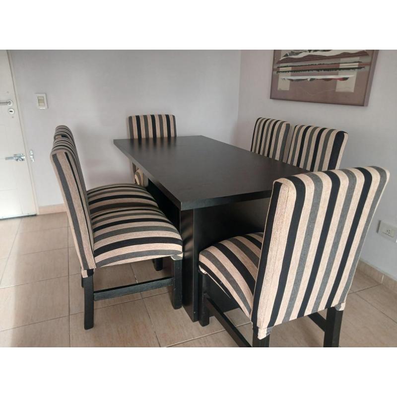 Mesa de living con 6 sillas chenille - 2