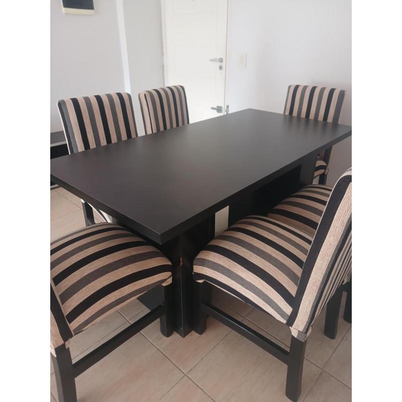 Mesa de living con 6 sillas chenille - 3