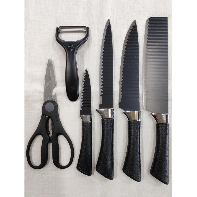 SET DE 6 UTENSILLOS DE COCINA 4 CUCHILLOS + TIJERA + PELA PAPAS
