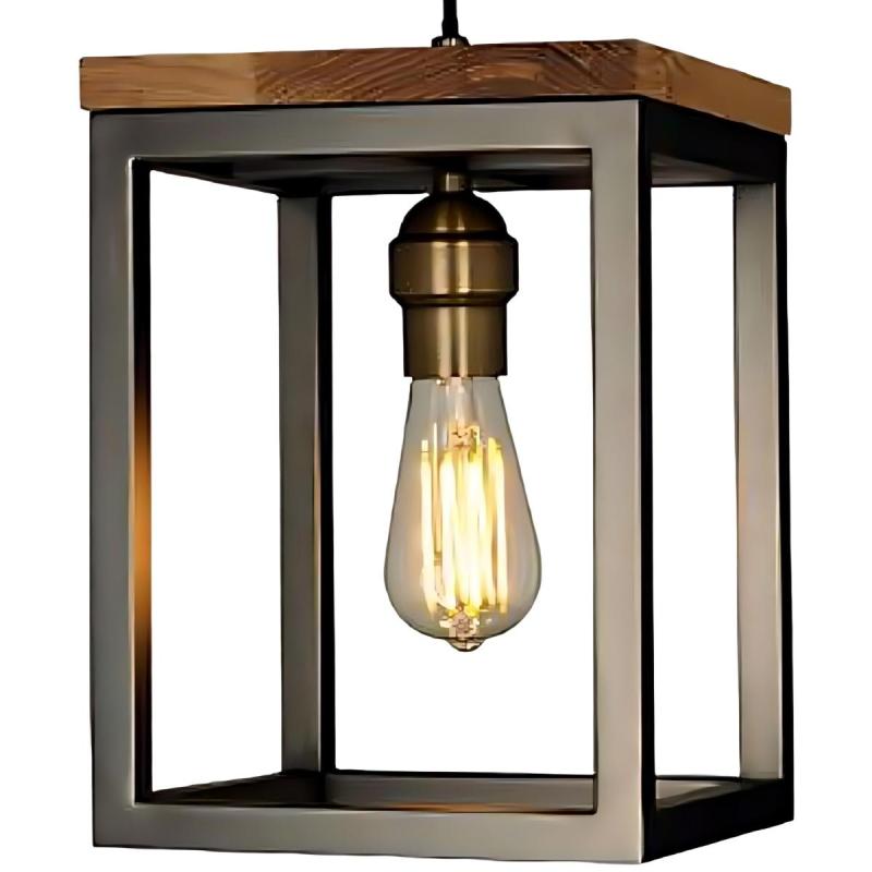 Lámpara Colgante de Hierro y Madera - 3/4