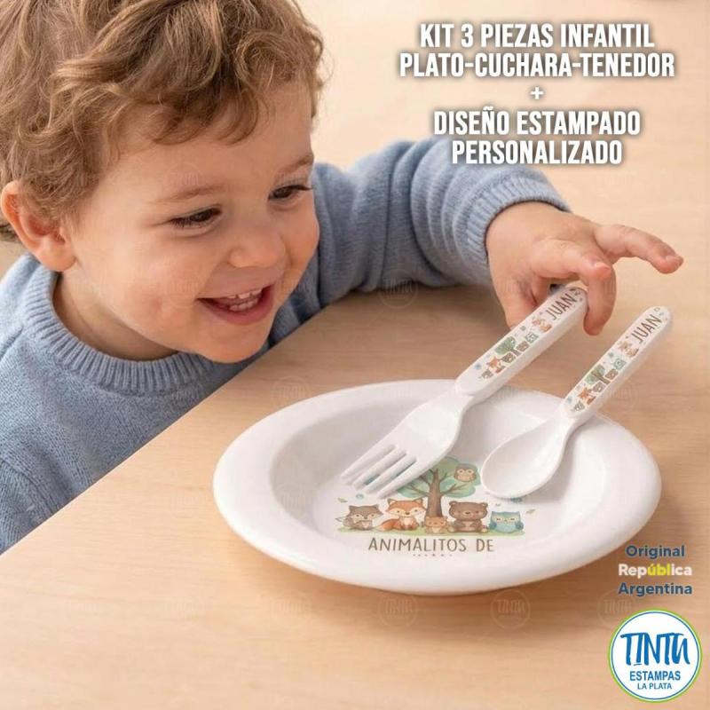 Kit cubiertos plásticos infantil personalizadas con tu imagen