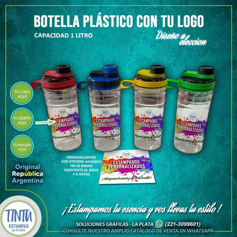 Botella plástico personalizada con tu imagen de 1 litro - 2