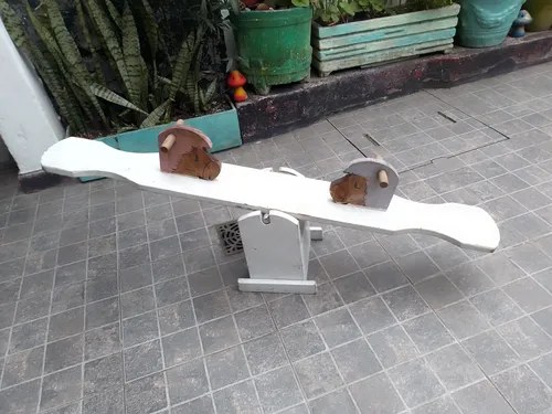 Sube Y Baja Madera Caballito 2 Asientos - Buen Estado! Blanco