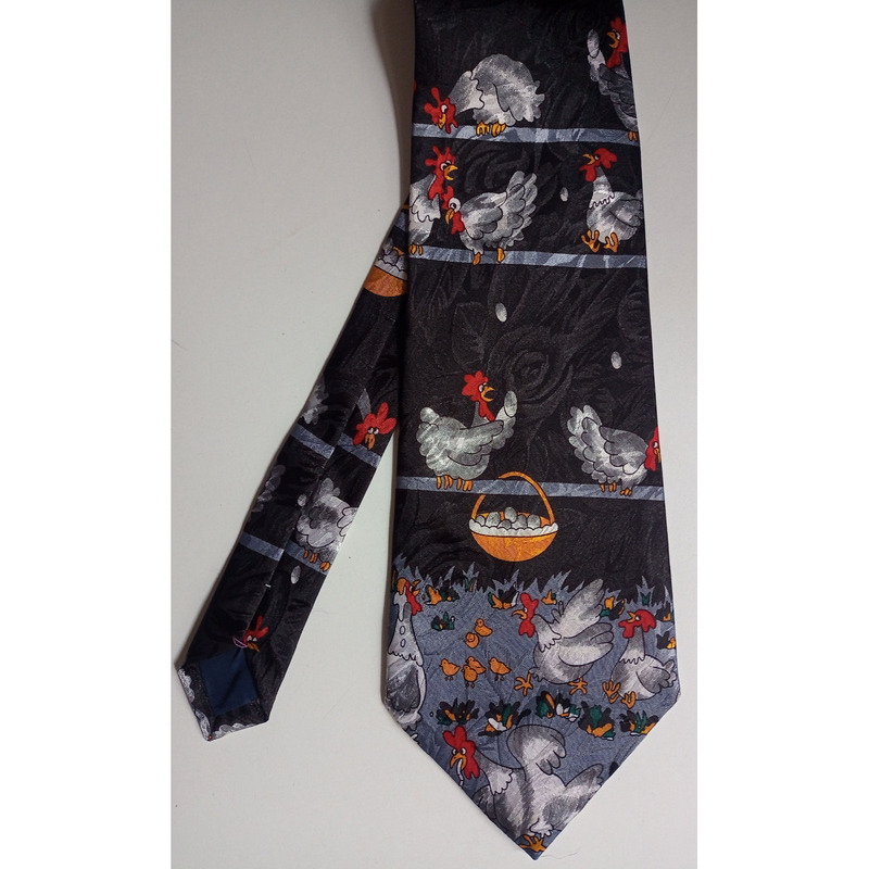 Corbata coreana - renaissance - gallinas - hecha a mano