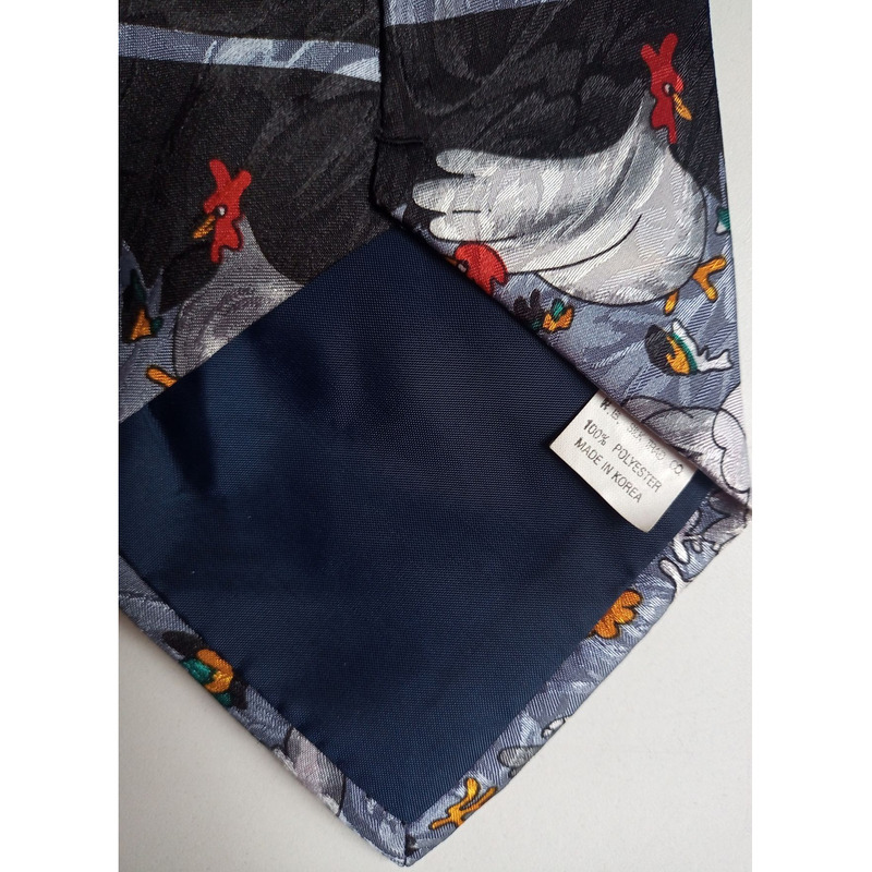 Corbata coreana - renaissance - gallinas - hecha a mano - 3