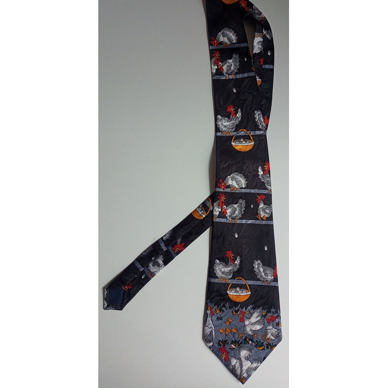 Corbata coreana - renaissance - gallinas - hecha a mano - 4