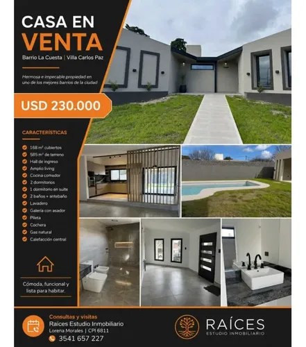 Casa En Venta Barrio La Cuesta, Villa Carlos Pazhermosa E Impecabl