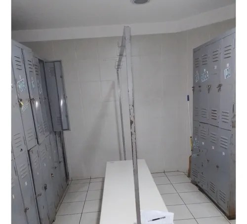 Banco De Vestuario Doble Con Perchero De 2 Metros Crema Lisa