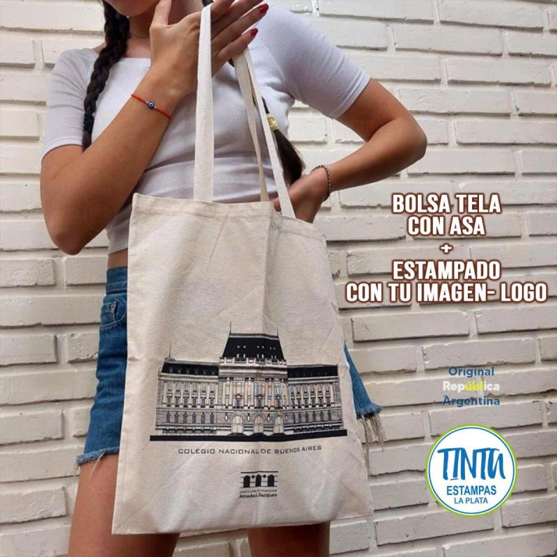 Bolsa tela con Asa estampado con tu imagen- diseño-Logotipo - 3