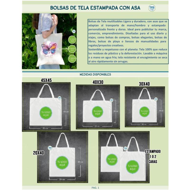 Bolsa tela con Asa estampado con tu imagen- diseño-Logotipo - 4