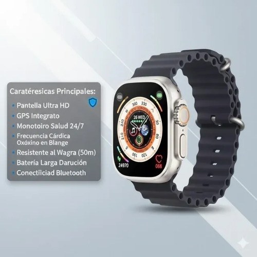 Smartwatch Z69 Ultra (doble Malla) Plateado Sport Naranja Negro - 3