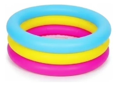 Pileta Inflable Tres Tubos Colores Vivos Celeste/amarillo/rosa