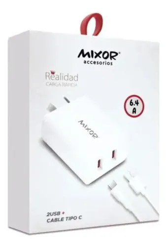 Cargador 6.4a - 2 Usb + Cable Usb A Tipo C- Carga Rápida Blanco - 2