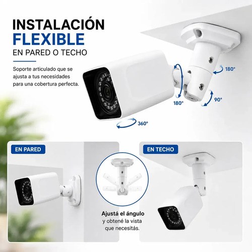 Camara Seguridad Articulada De Pared O Techo Blanco - 2