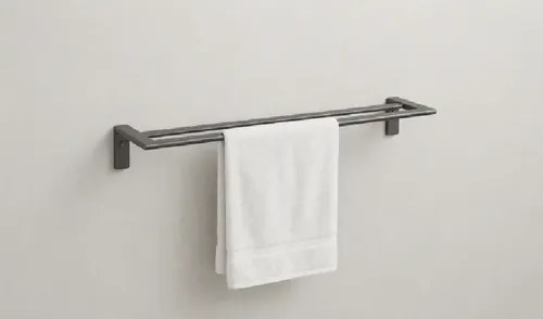 Colgador De Toallas Barra Doble Horizontal Gris Oscuro
