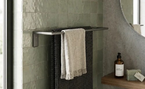 Colgador De Toallas Barra Doble Horizontal Gris Oscuro - 2