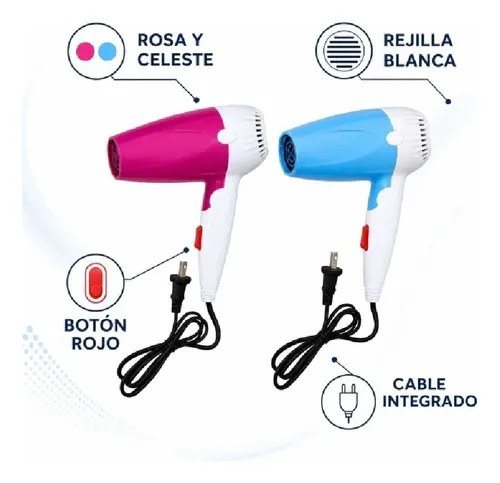 Secador De Pelo 2 Velocidades Rosa/blanco - 3
