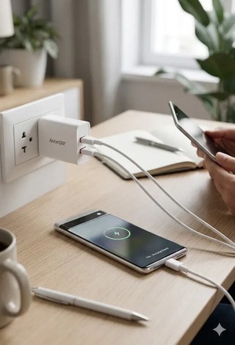 Cargador 6.4a - 2 Usb + Cable Usb A Tipo C- Carga Rápida Blanco - 4