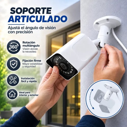 Camara Seguridad Articulada De Pared O Techo Blanco - 5