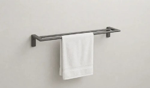 Colgador De Toallas Barra Doble Horizontal Gris Oscuro - 6