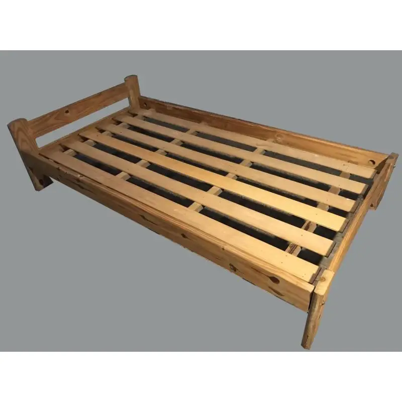 Cama plaza y media en pino macizo natural casi sin uso. Oportunidad.