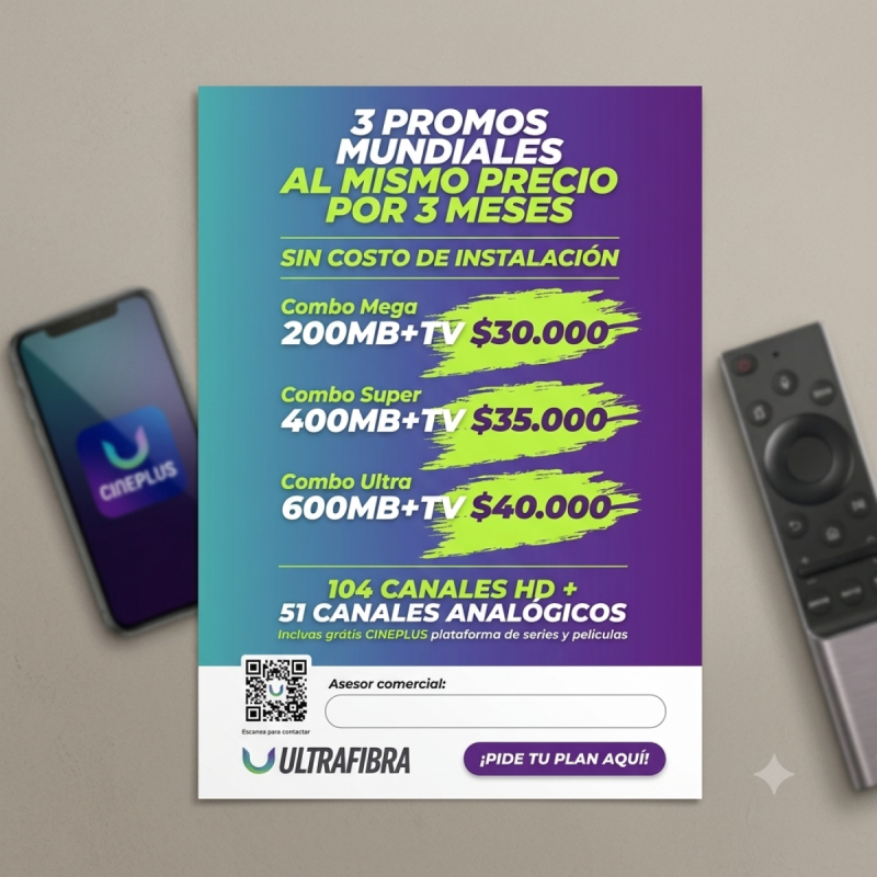 Ultra fibra te ofrece Internet y tv hd