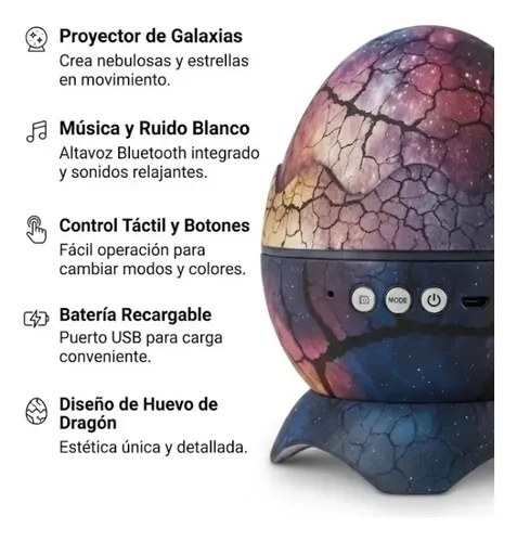 Lámpara De Proyección Galáctica 3d Huevo Dragon Multicilor Multicolor - 3