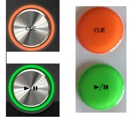 Pioneer Ddjsx Rx Sx2 Sx2r Sxw Boton Play Y Cue Autoadhesivo. Verde Y Naranja - 3