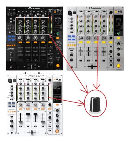 Pioneer Djm 850 K W S Perilla Knob Eq Hi O Mid O Low X2unida Negro Y Blanco - 2
