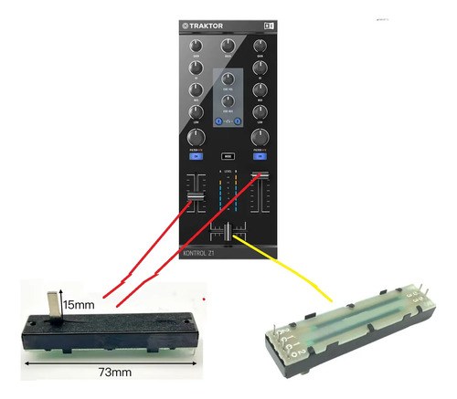 Traktor Z1 O Z2 Potenciometro Fader Canal O Crossfader Upgra - 3