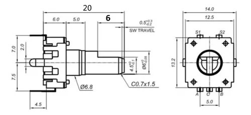 Encoder Ec12 24 Pulsos Altura 20mm Vastago 17mm Sin Switch - 2