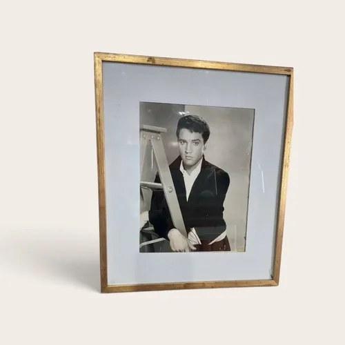 Cuadro Fotografia Orig De Elvis Presley, 33 X 24 Cm Negro/blanco Blanco