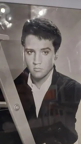 Cuadro Fotografia Orig De Elvis Presley, 33 X 24 Cm Negro/blanco Blanco - 3