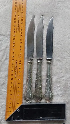 3 Cuchillos Mesa Hoja Ercuis Franceses Consultar Stock Plateado