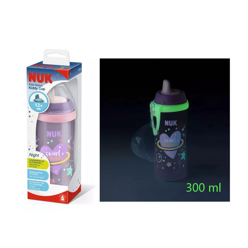 Vaso Nuk Pico Rigido Kiddy Cup Night Luminoso +12meses 300ml - 2