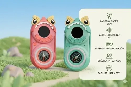 Handy Walkie Talkie Infantil Rosa Y Verde Par Rosa/verde - 3