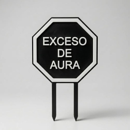 Adorno 3d Para Torta Topper Exceso De Aura Negro Exceso
