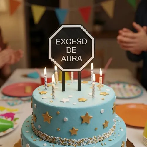 Adorno 3d Para Torta Topper Exceso De Aura Negro Exceso - 2