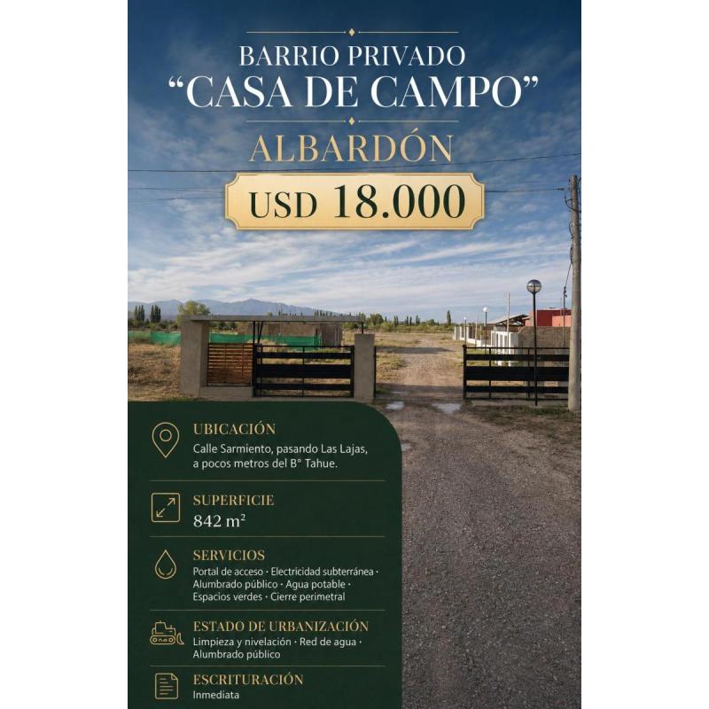 Lote en Barrio privado - Albardon, San Juan, Argentina