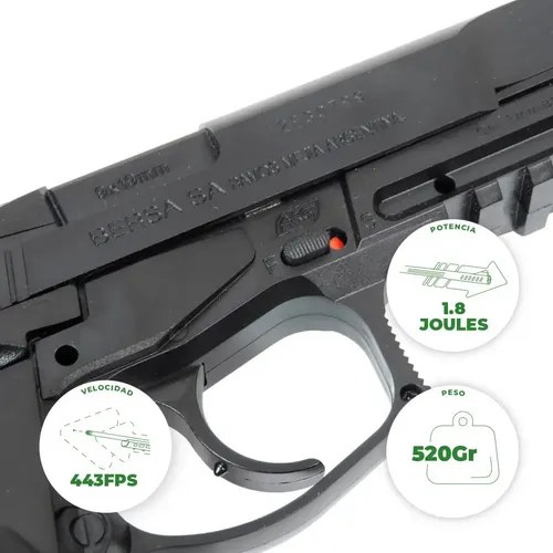 Pistola Asg Co2 Airsoft Bersa Thunder Pro 6mm Balines Negro 6 Mm - 4