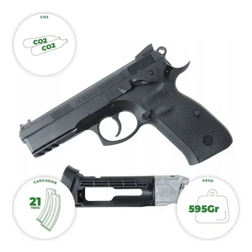 Pistola Asg Cz Sp-01 Shadow Co2 4.5mm Gas Balines Acero Negro 6 Mm - 2