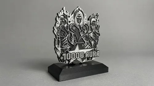 Trofeo Premio Farmear Aura 3d Negro Y Plateado - 2