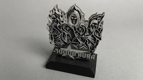 Trofeo Premio Farmear Aura 3d Negro Y Plateado - 3