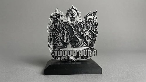 Trofeo Premio Farmear Aura 3d Negro Y Plateado - 5