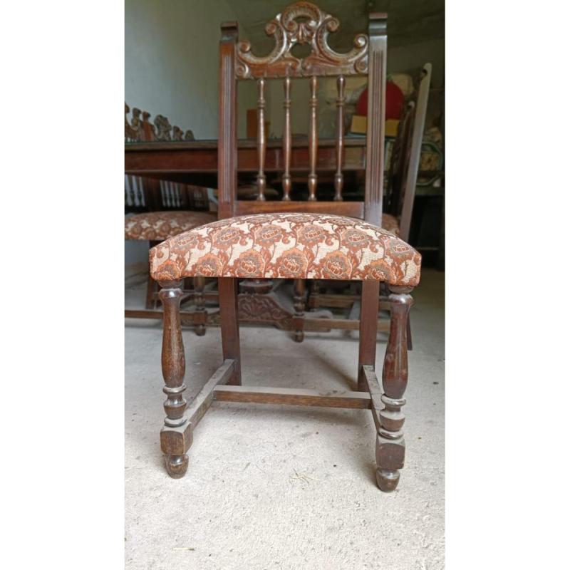 MUEBLE COMEDOR + SILLA CON 8 SILLAS - ANTIGUO Y TALLADO - 3